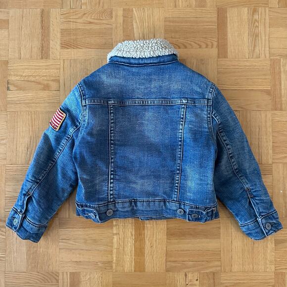 Ralph Lauren Kids Fleece-Lined Trucker Jacket USA Flag Size 3T - Picture 2 of 8